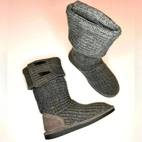 BEARPAW Women's Gray Knit Tall Winter Boot US Size 7 - Picture 5 of 9